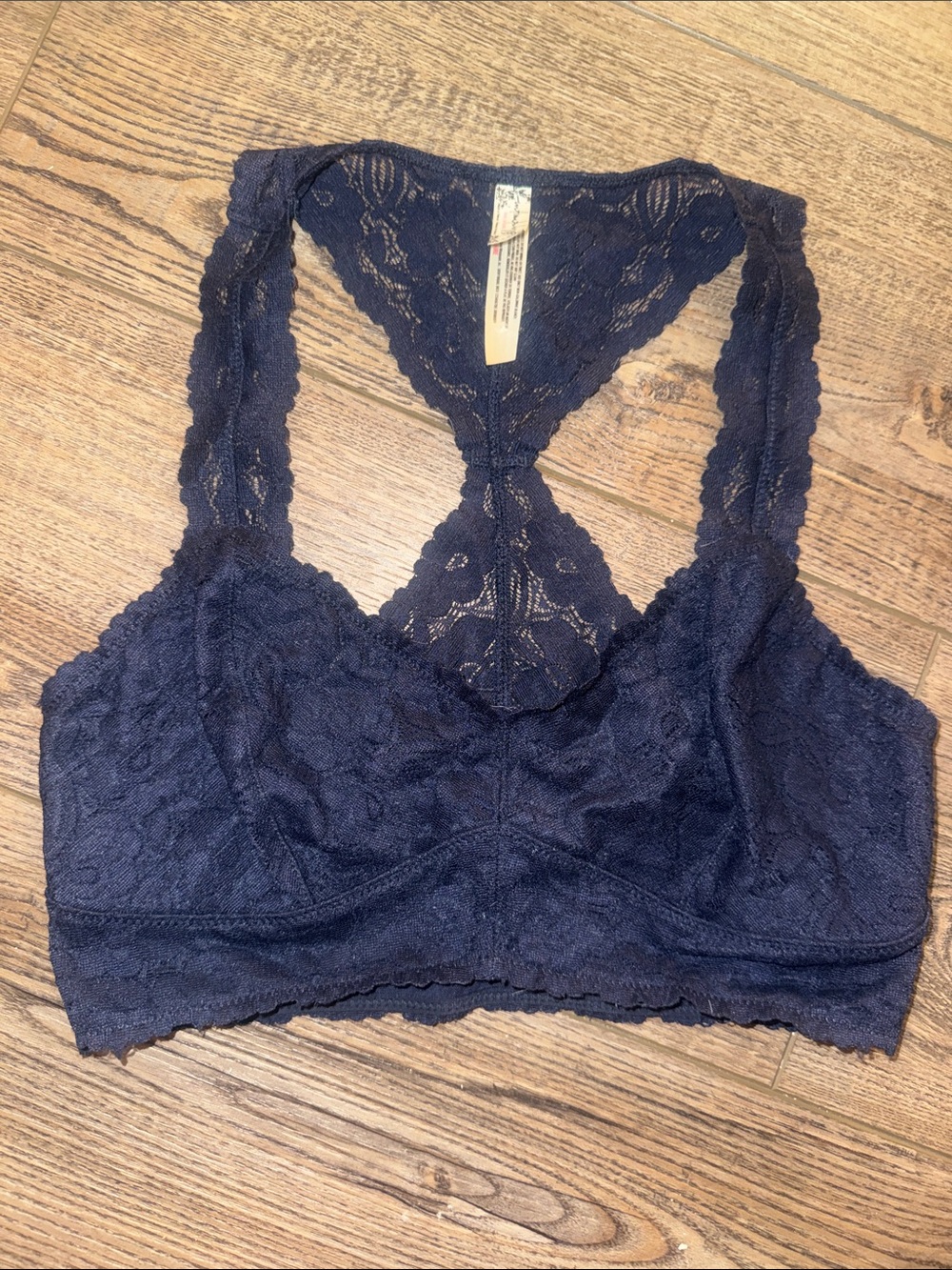 Free People Navy Floral Lace Racerback Bralette